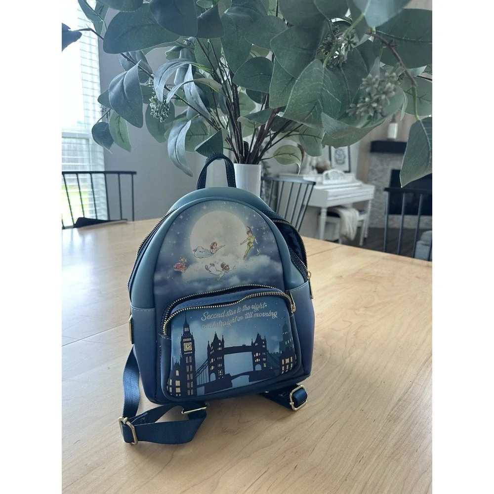 Loungefly Disney Peter Pan Second Star Glow In The Dark Mini Backpack Blue